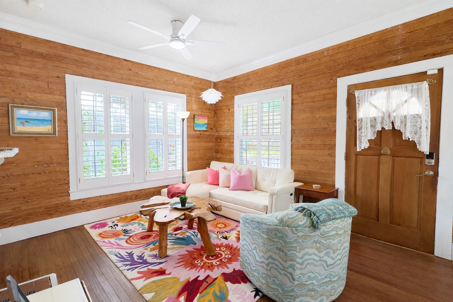 Enjoy slow mornings in this vibrant, light-filled living area