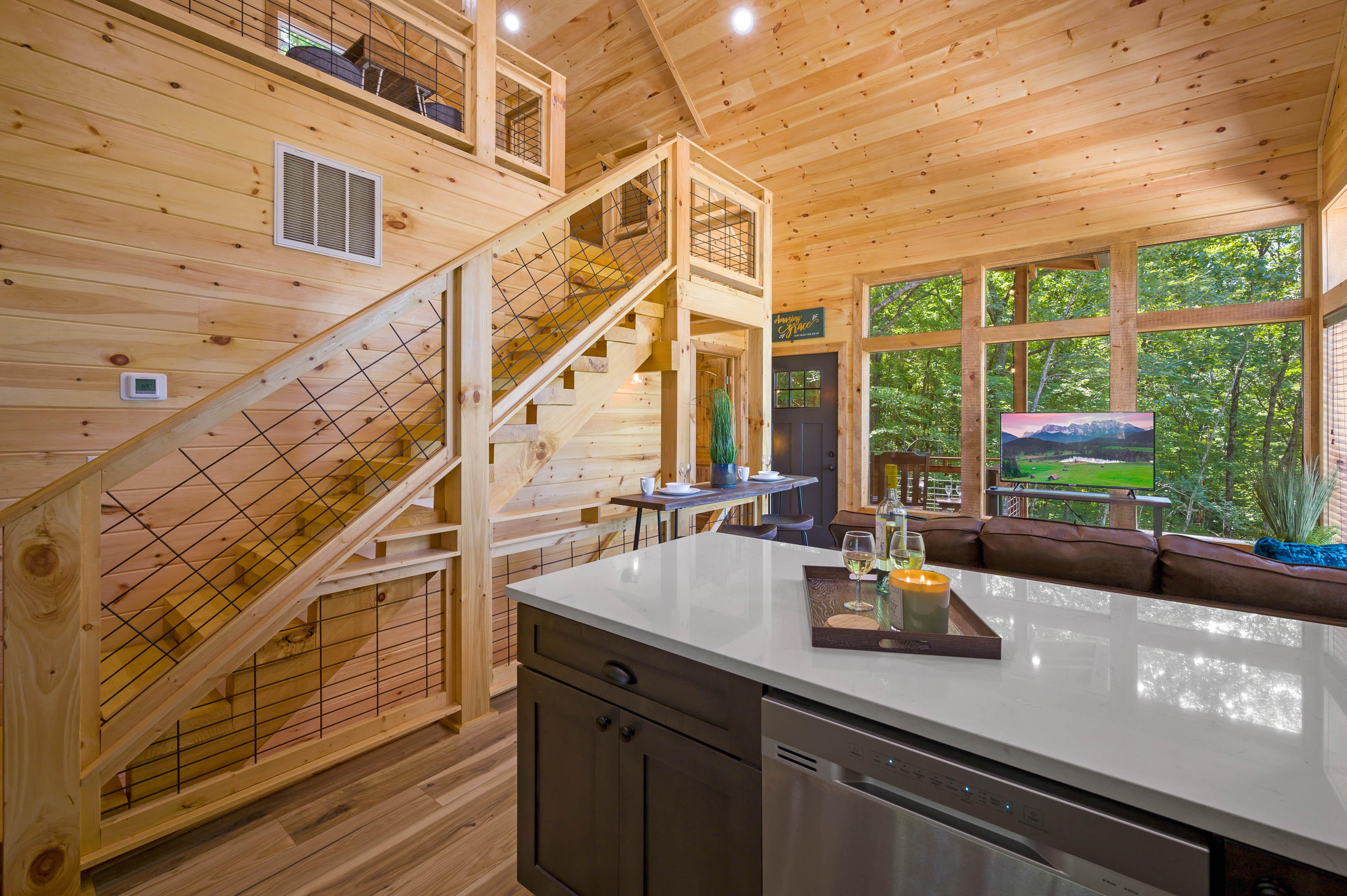 Kitchen into living room