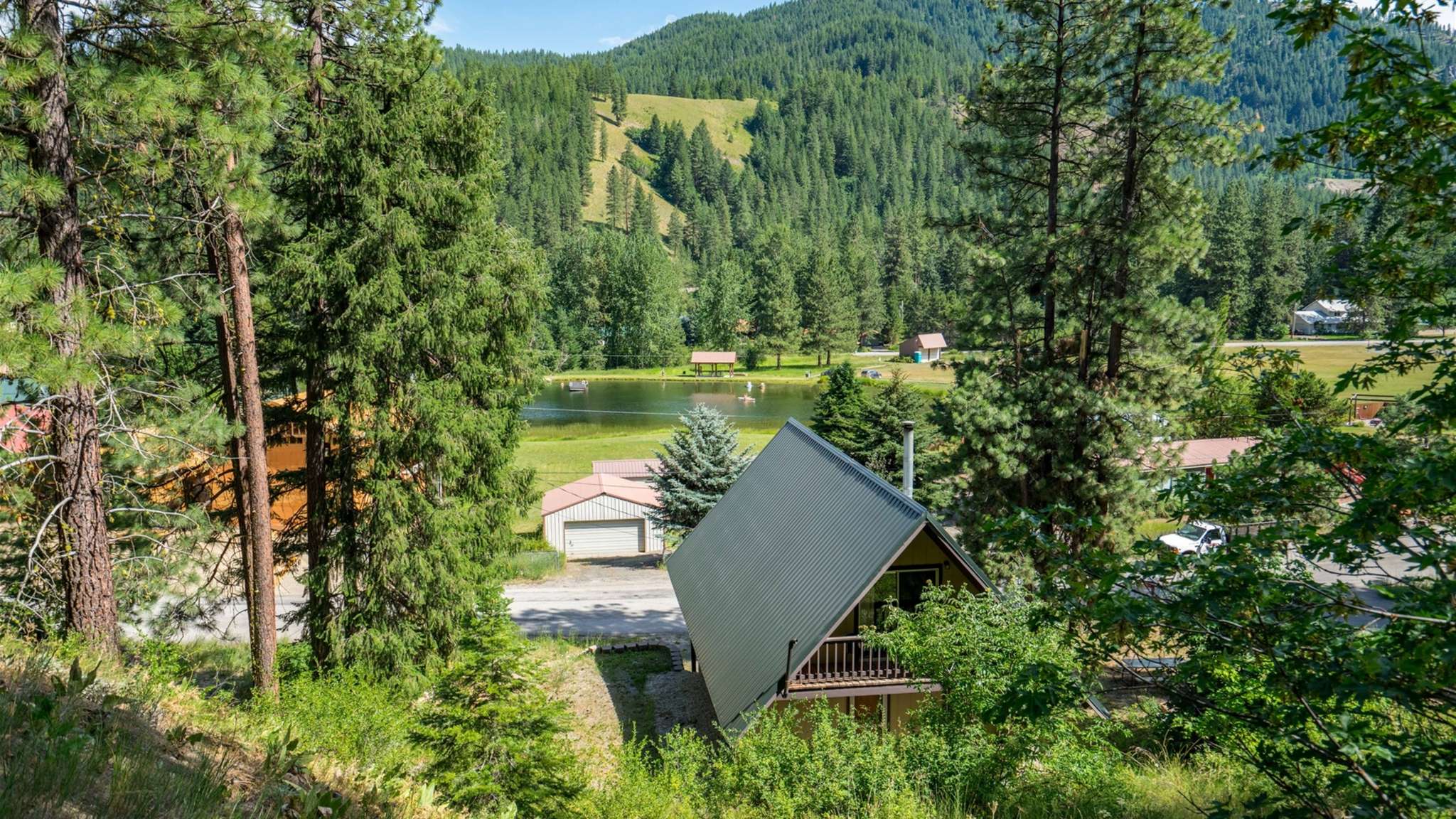 Scenic hillside views right from the deck and living room.
