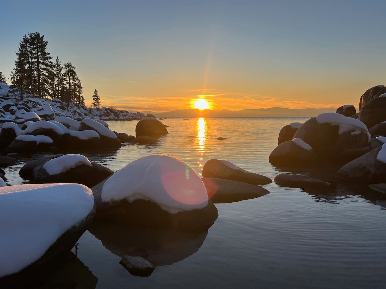 Winter sunset at Sand Harbor