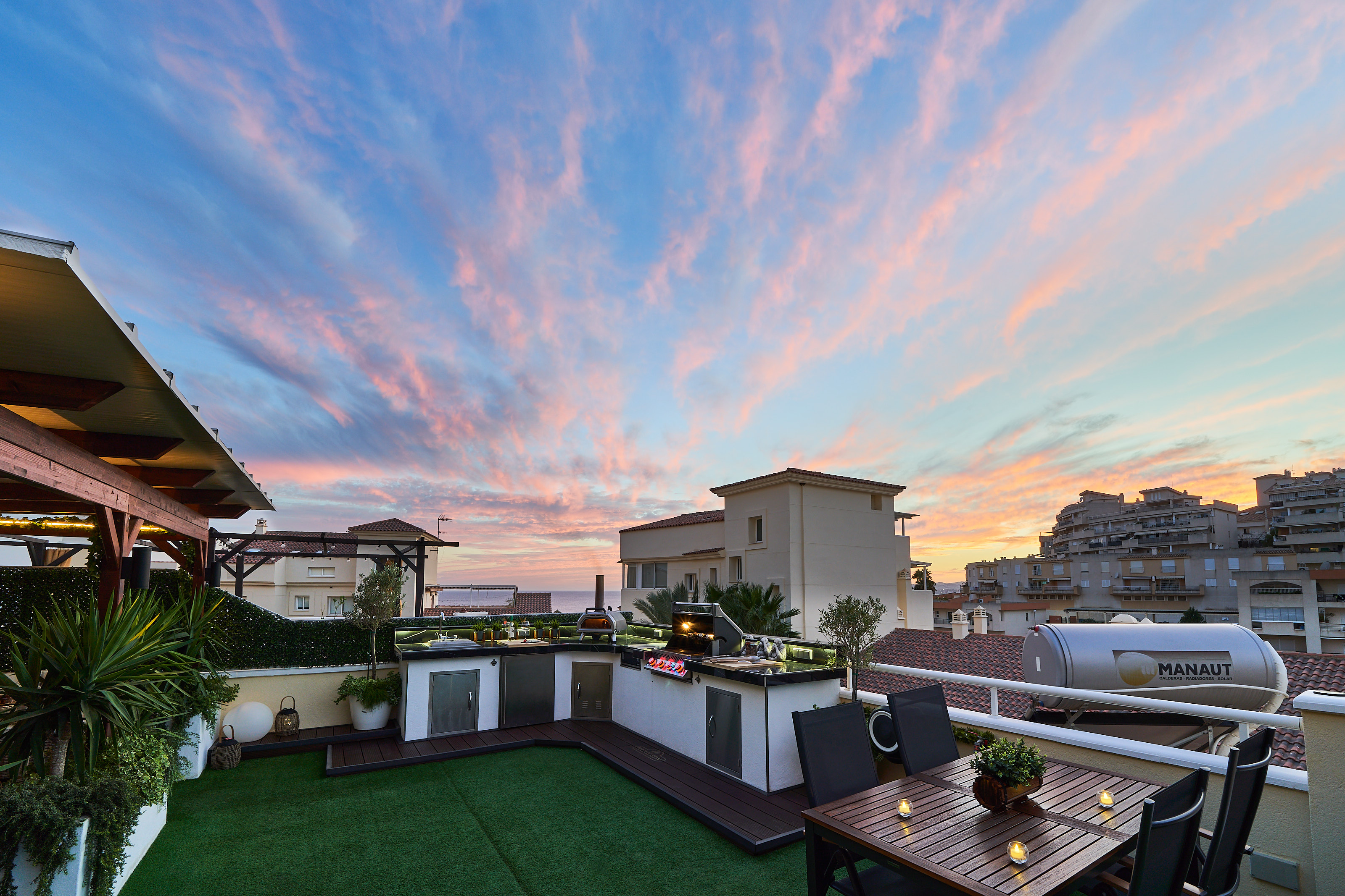 Your private rooftop oasis with sea views, glowing sunsets, and elegant design. Enjoy wine at dusk or sunshine by day in the perfect blend of comfort, style, and Mediterranean charm.
