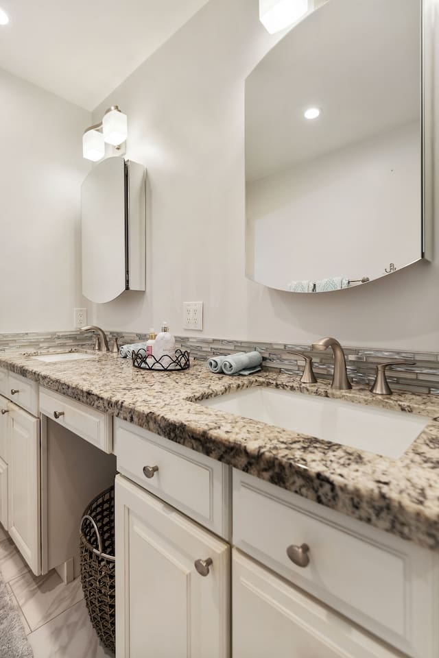 Master Bath has double sinks and plenty of drawers