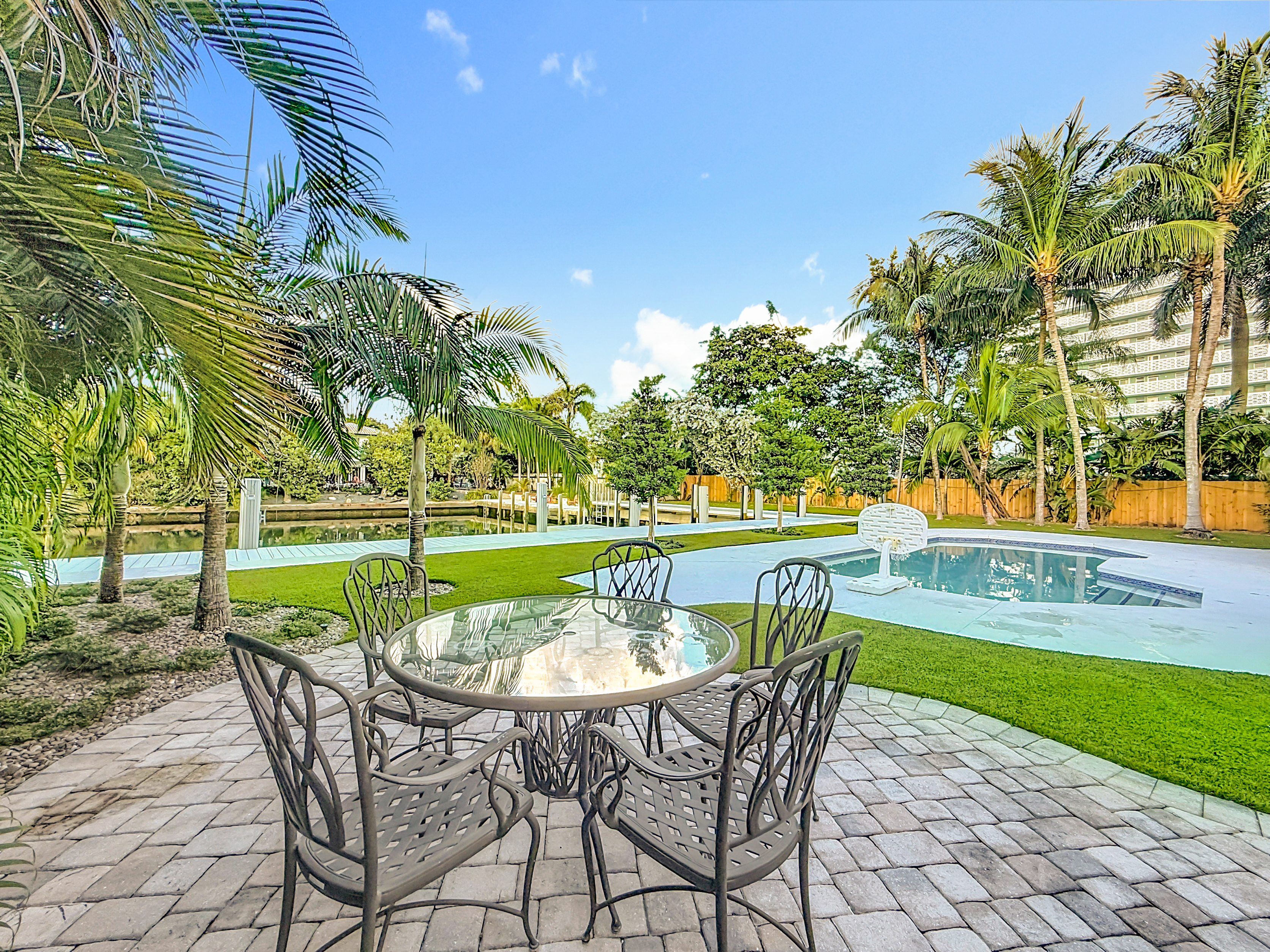 Various tables and sitting areas around the property. 