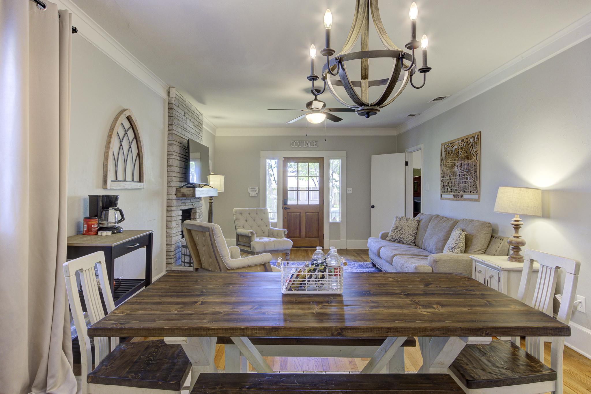 Living room and dining area