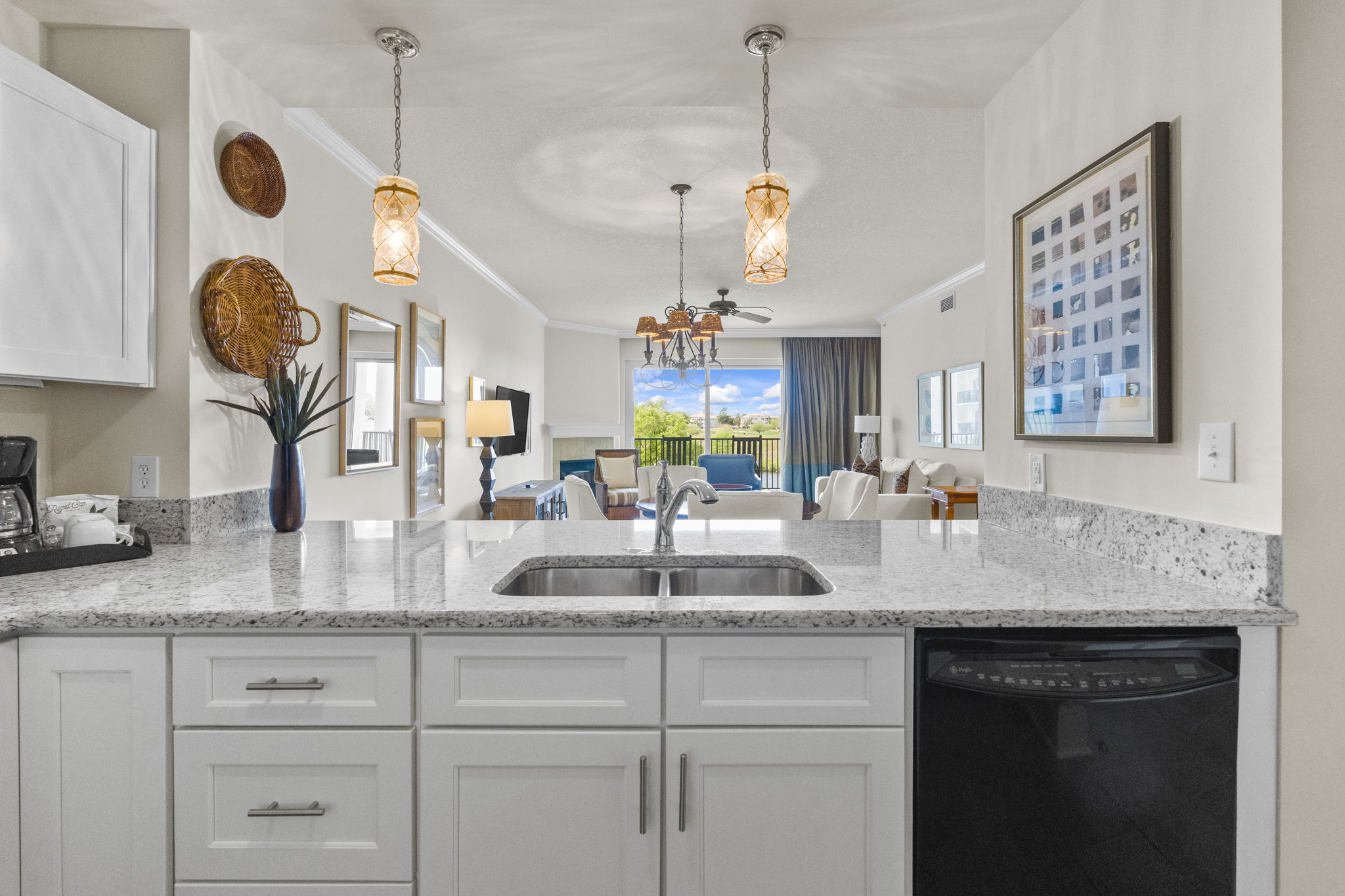 Beautiful kitchen with granite countertops and elegant layout