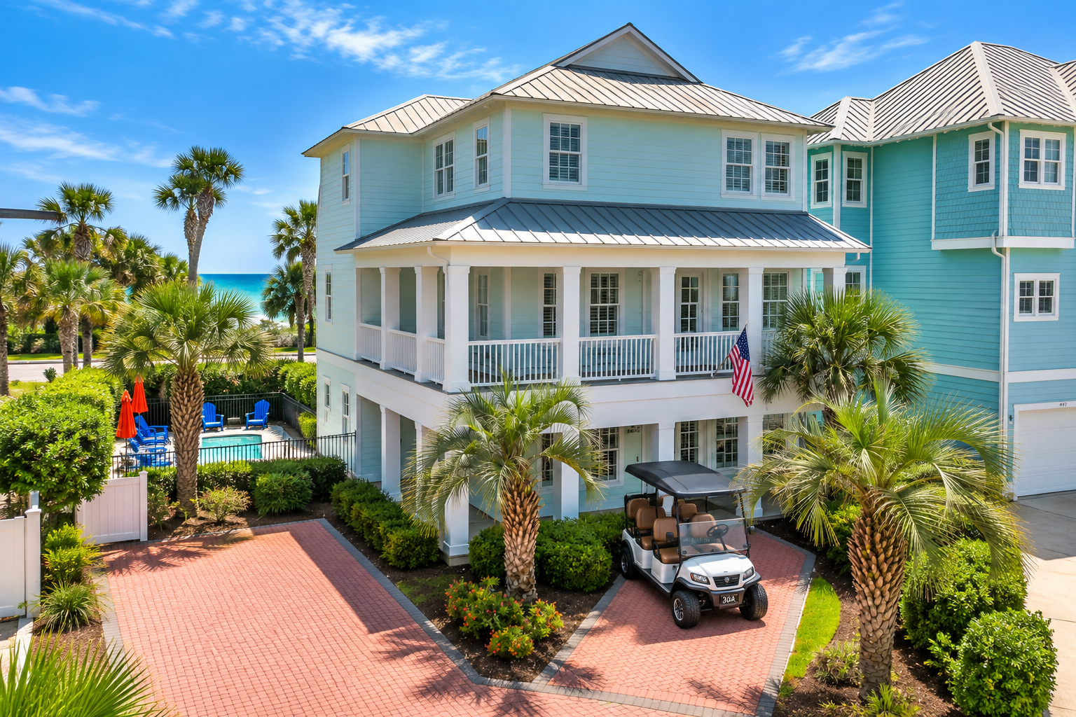Enjoy effortless coastal living with a beautifully parked golf cart right at your doorstep. Perfect for exploring the community, heading to the beach, or simply enjoying everything 30A has to offer. 🌴🚙🌊