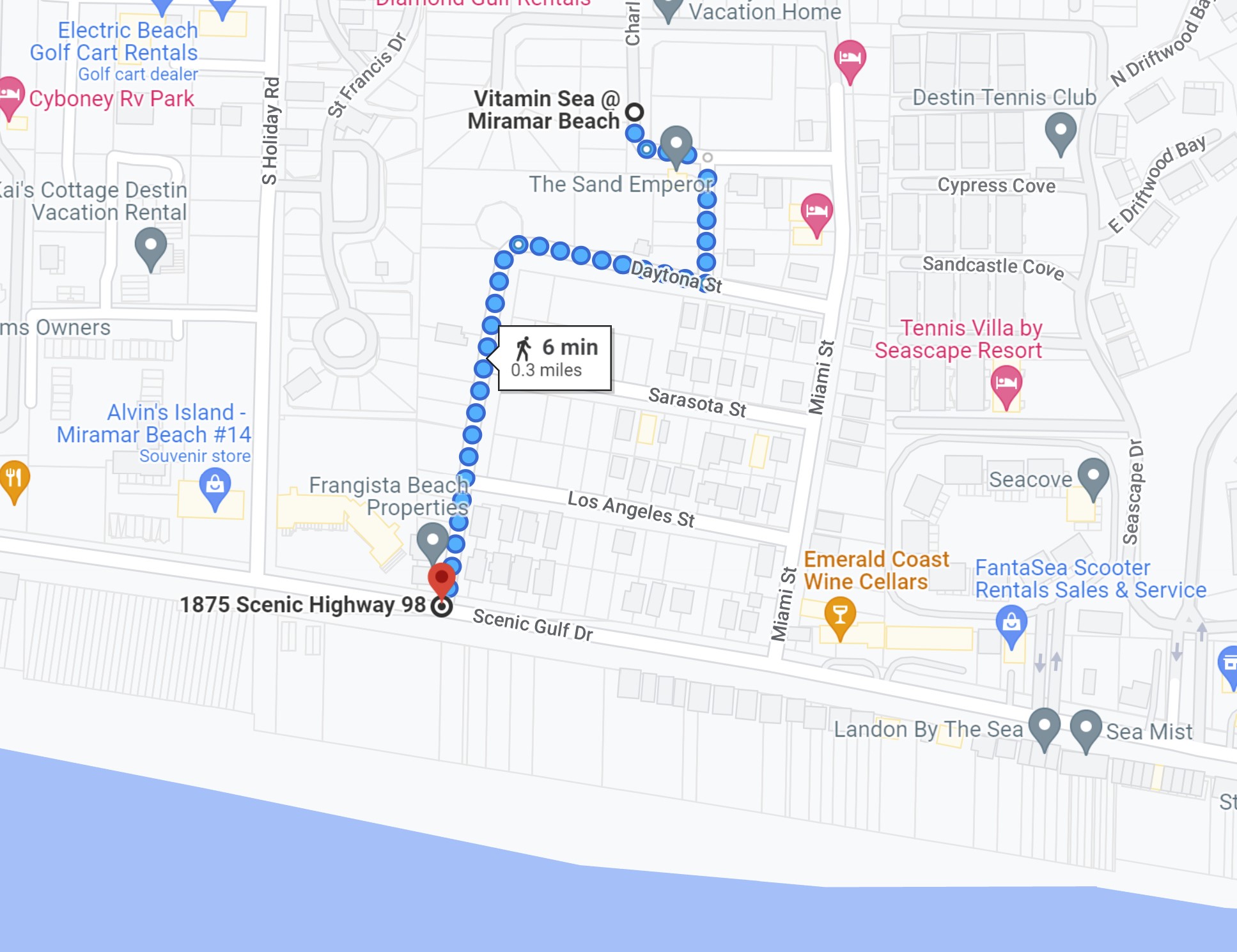 Just a short 6 minute walk to the most beautiful white sandy beaches. You'll enter at the Hollywood access with a code provided at check-in.