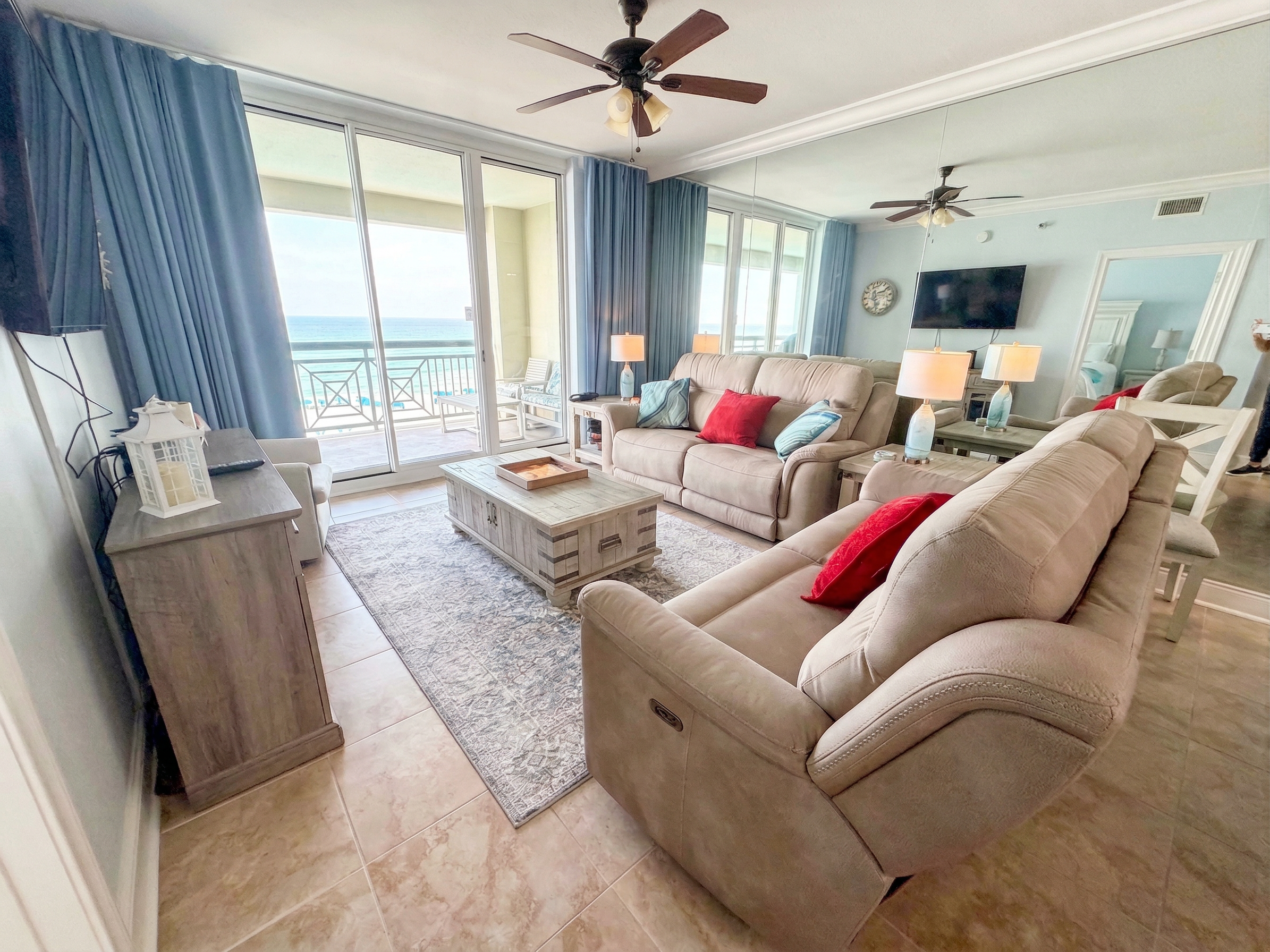 Unwind in a bright, comfortable space where the soundtrack is gentle waves and the backdrop is pure emerald water.