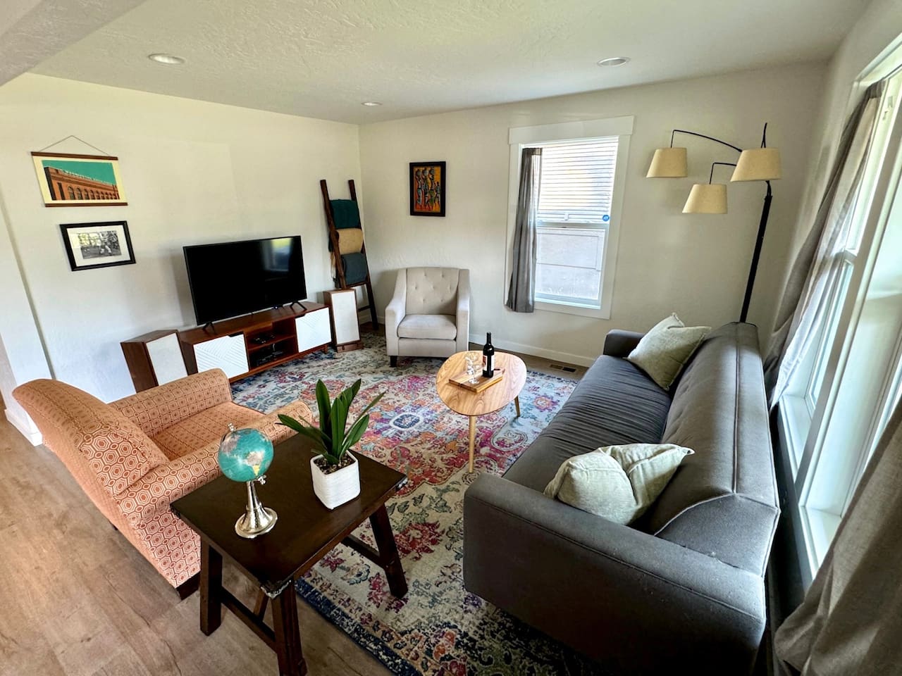 Imagine curling up in this cozy living room for a movie night or perhaps a family game night. We offer board games for our guests to enjoy during their stay with us! 