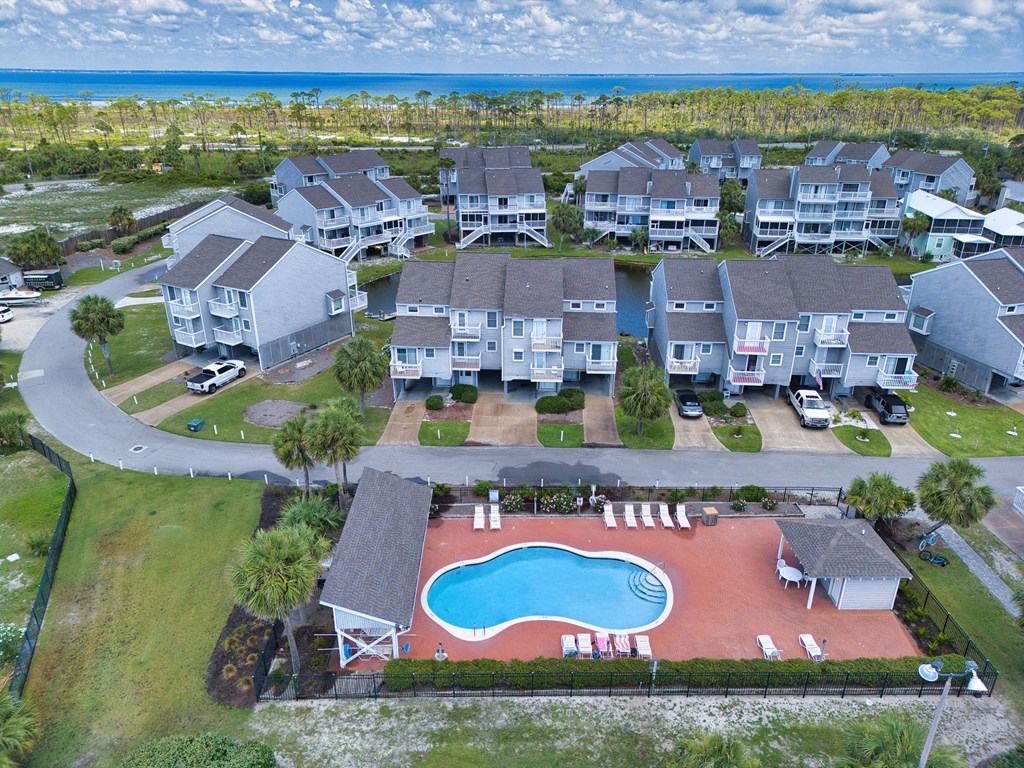 Aerial view of small pool on Parkside Circle