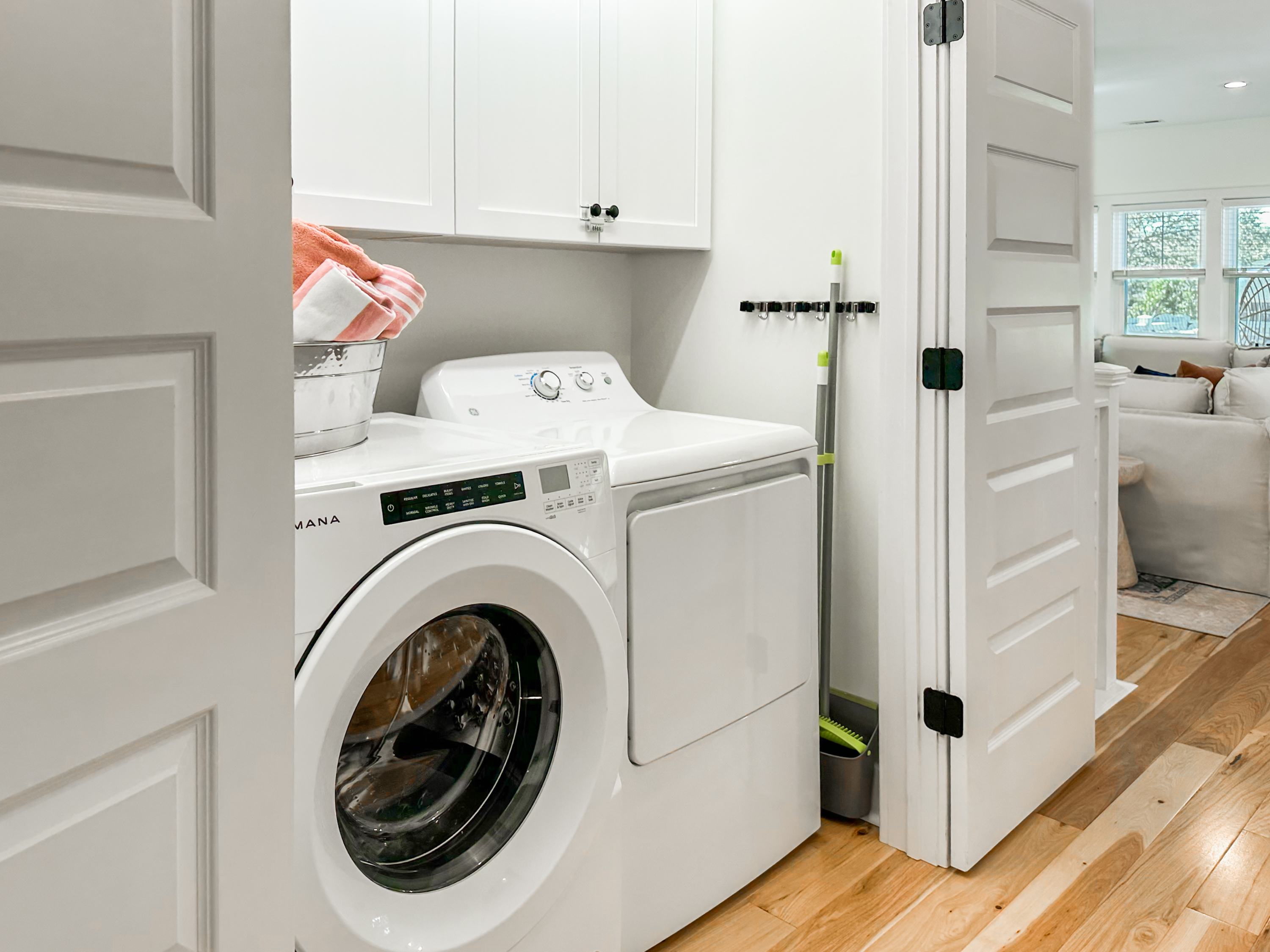 And don’t forget the washer and dryer are along the upstairs hallway.
