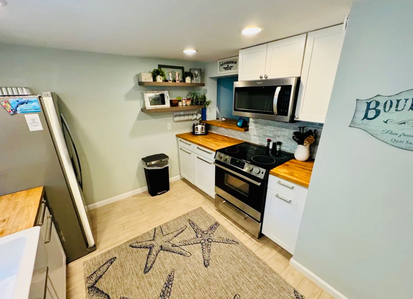 Kitchen with butcher-block counters
