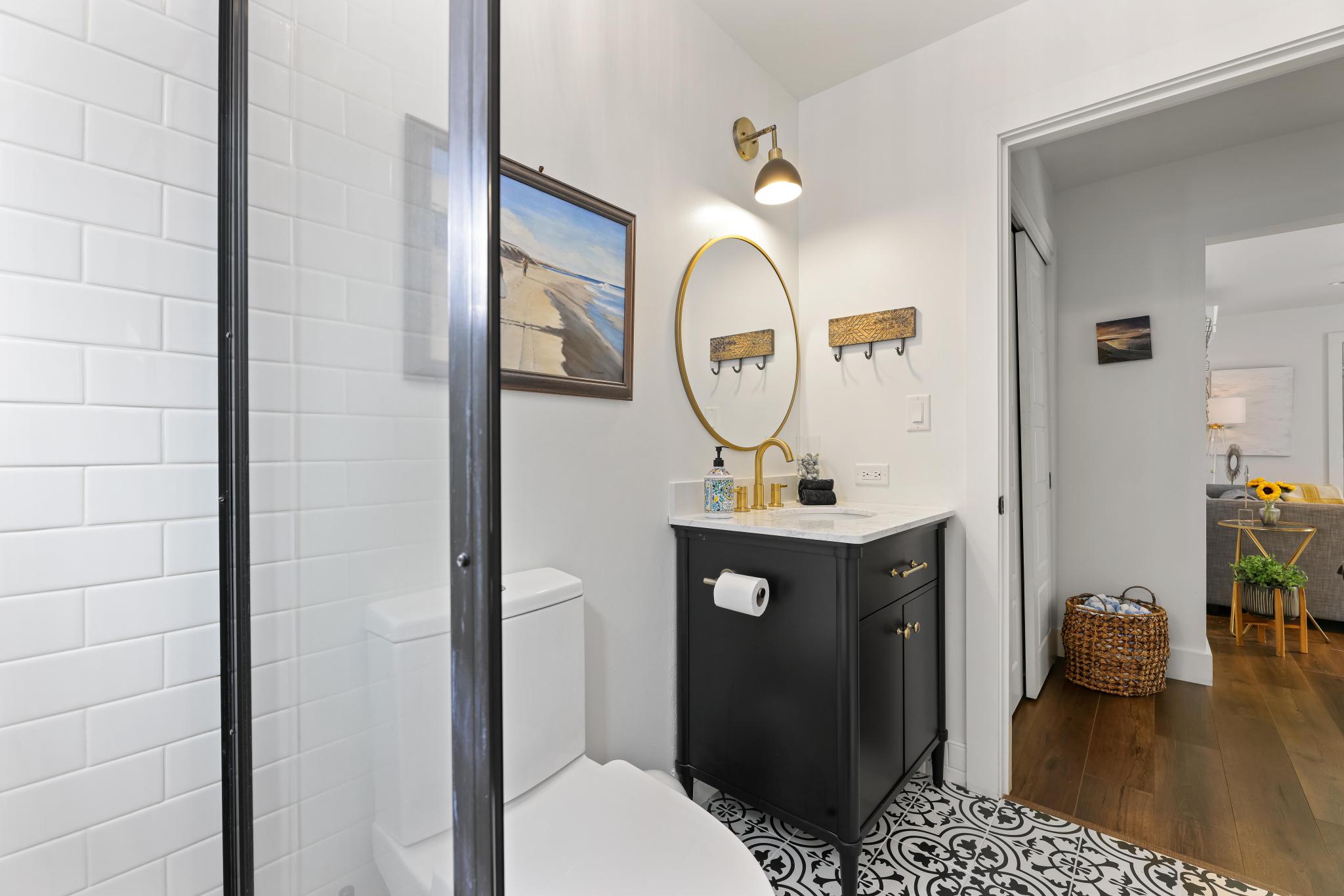 Bathroom with rainfall shower