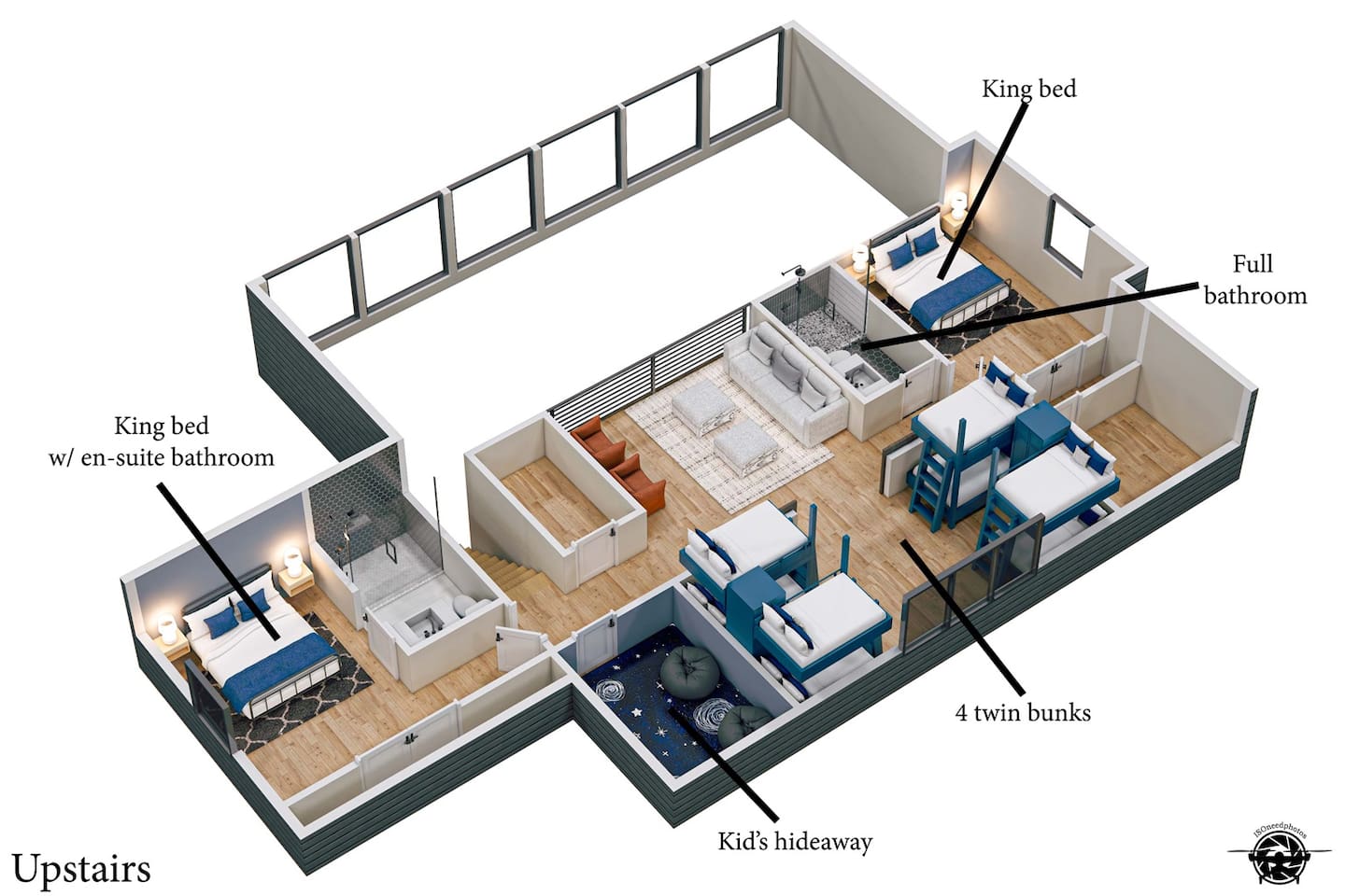 3D floor plan - upstairs