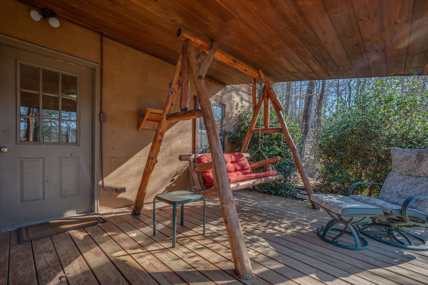 Lower deck with huge lake and mountain views