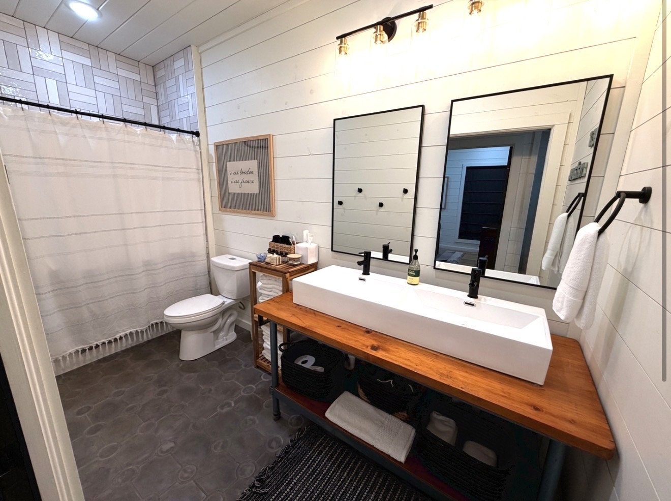 Spacious bathroom with double vanity—perfect for getting ready together
