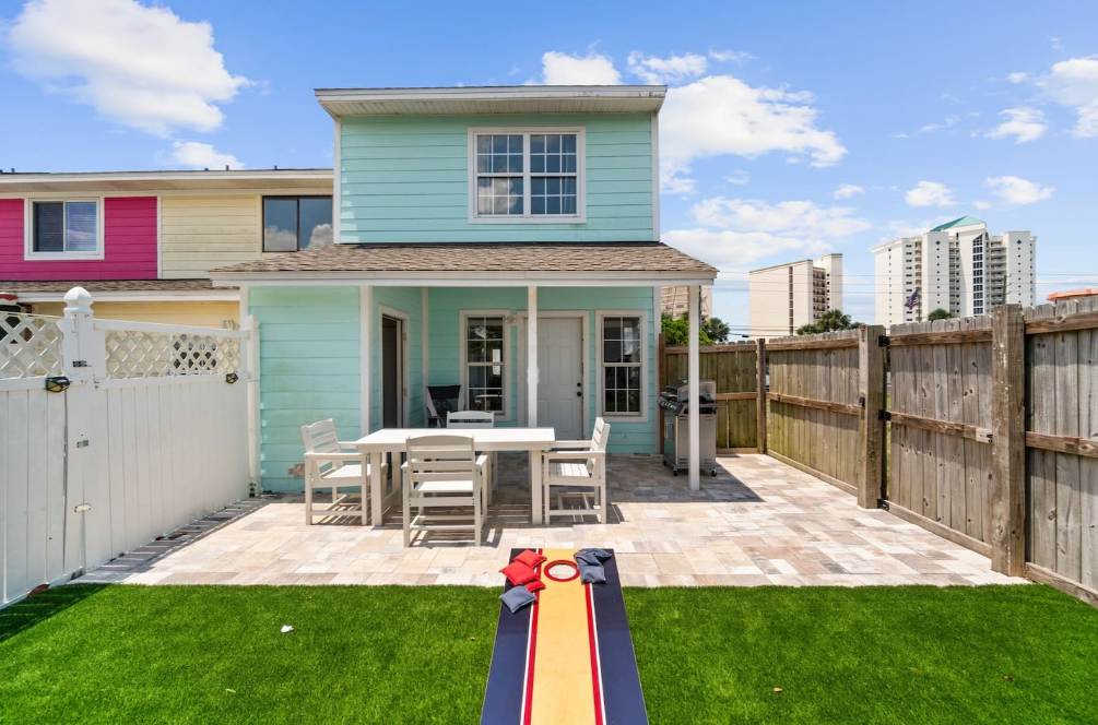 private, fenced backyard