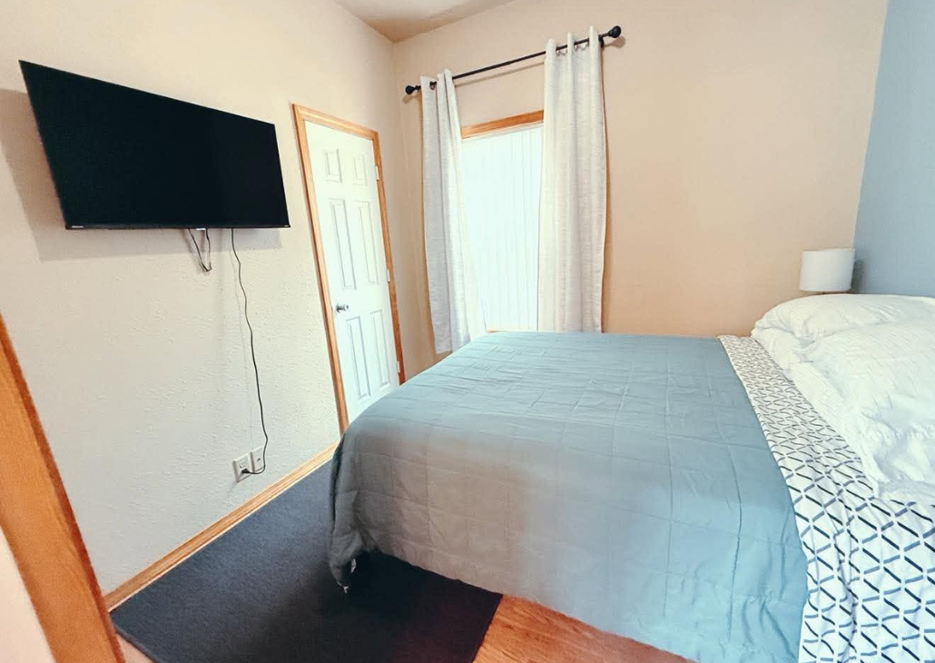 Bedroom 1 with smart tv to watch your favorite movies/shows in bed.