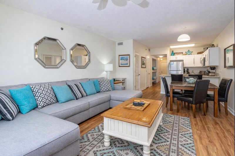 Living room with a great Gulf and beach view 