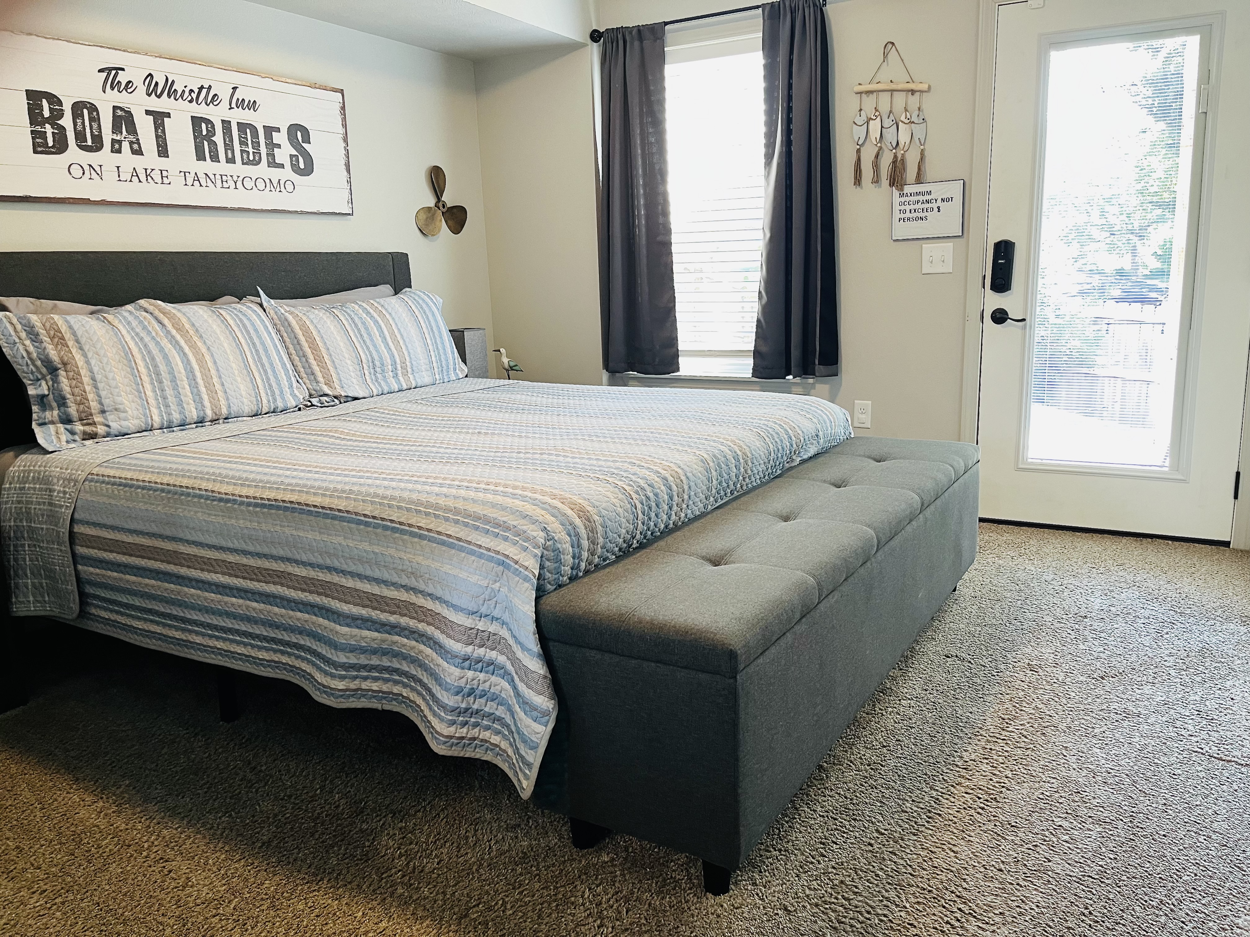 King size bed with private door to outside patio