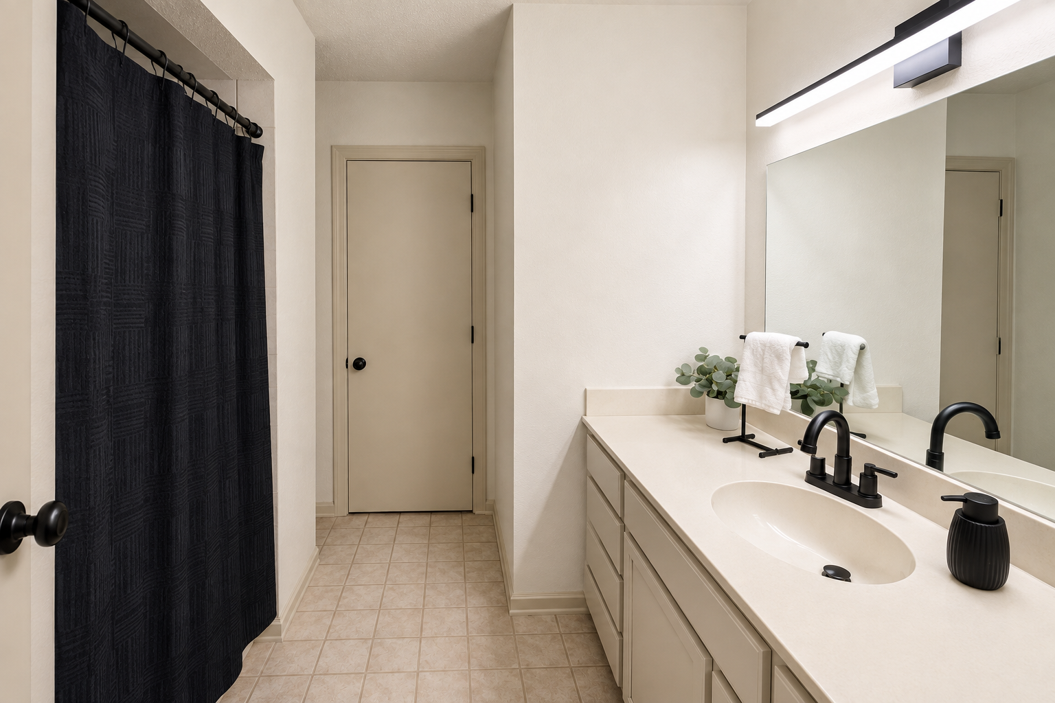 Full bathroom vanity with generous counter space.