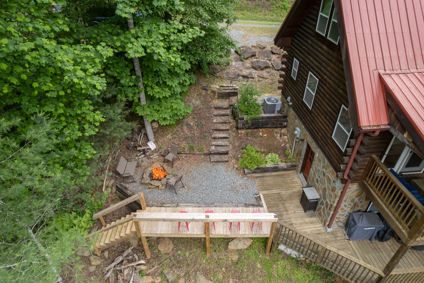 Outside firepit area overlooking river