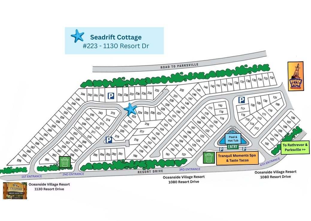 Resort map to locate your cottage easily