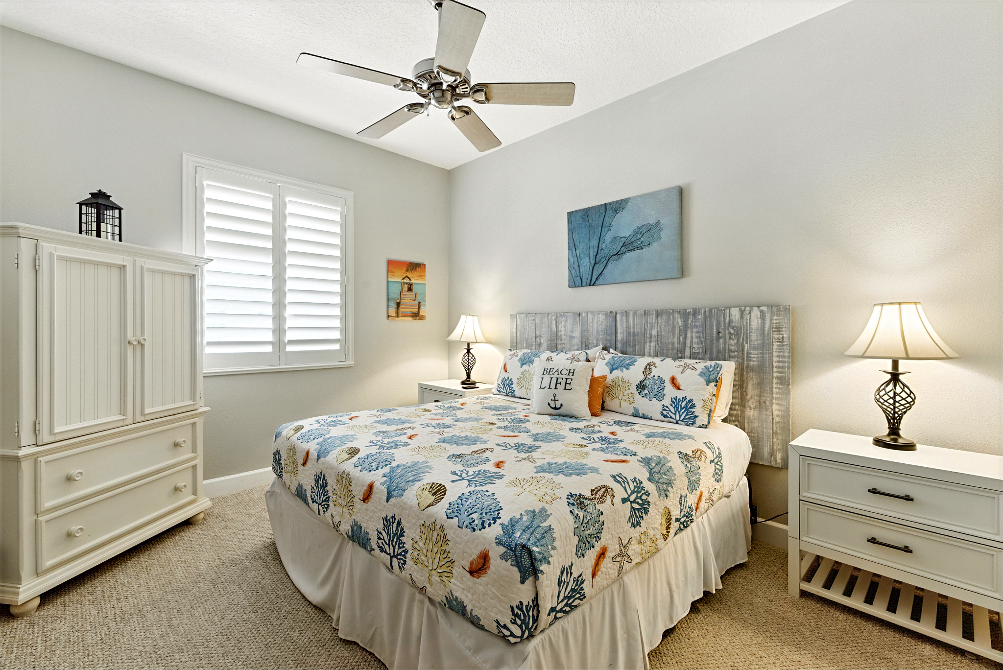 Cozy coastal bedroom designed for deep rest after a day in the sun. 🛏️🌊
Fresh beach-inspired décor, soft linens, and a calm, airy vibe make this the perfect retreat to recharge for tomorrow’s pool + ocean adventures.
