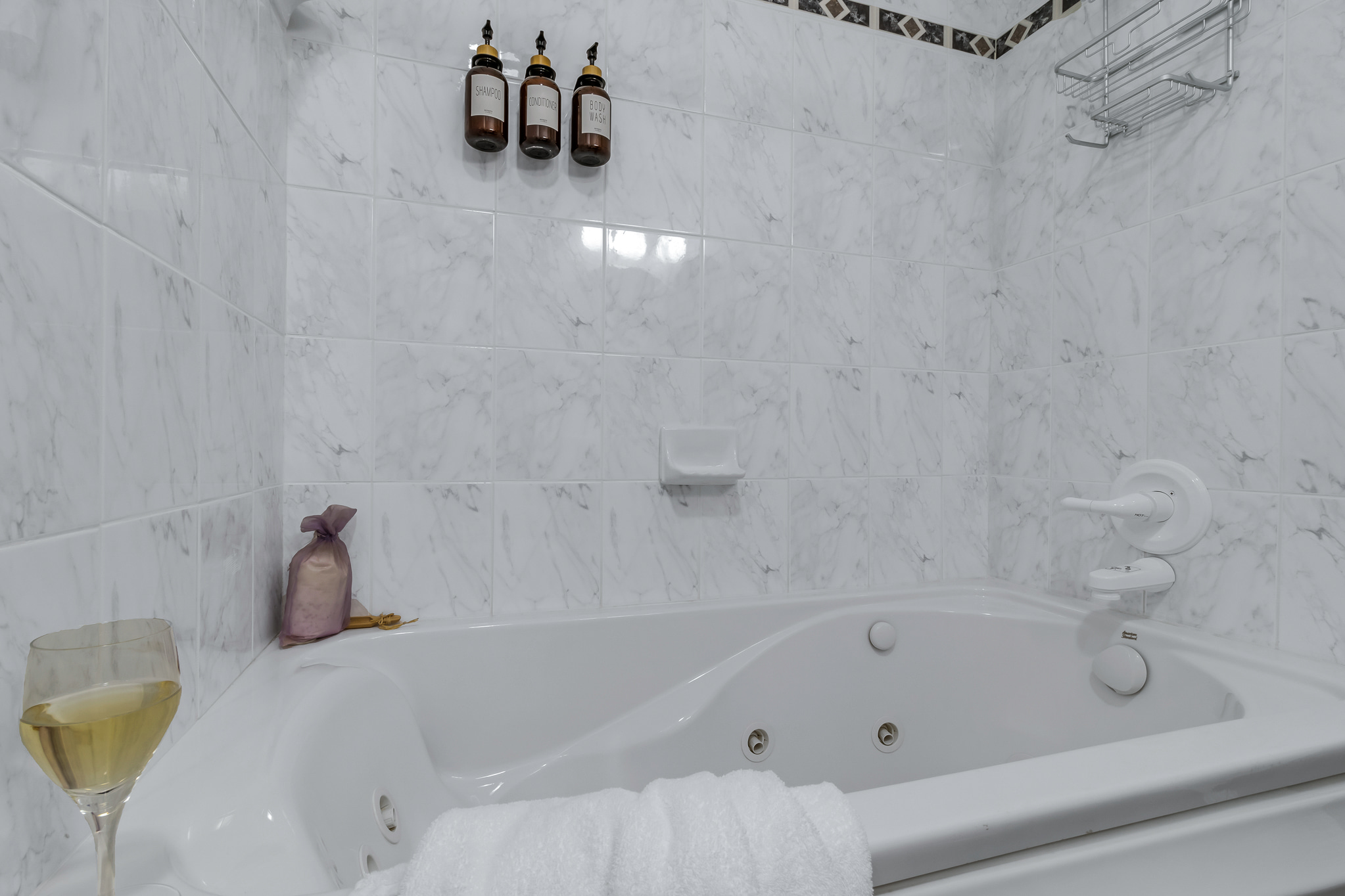 Enjoying a soak in the jetted tub.