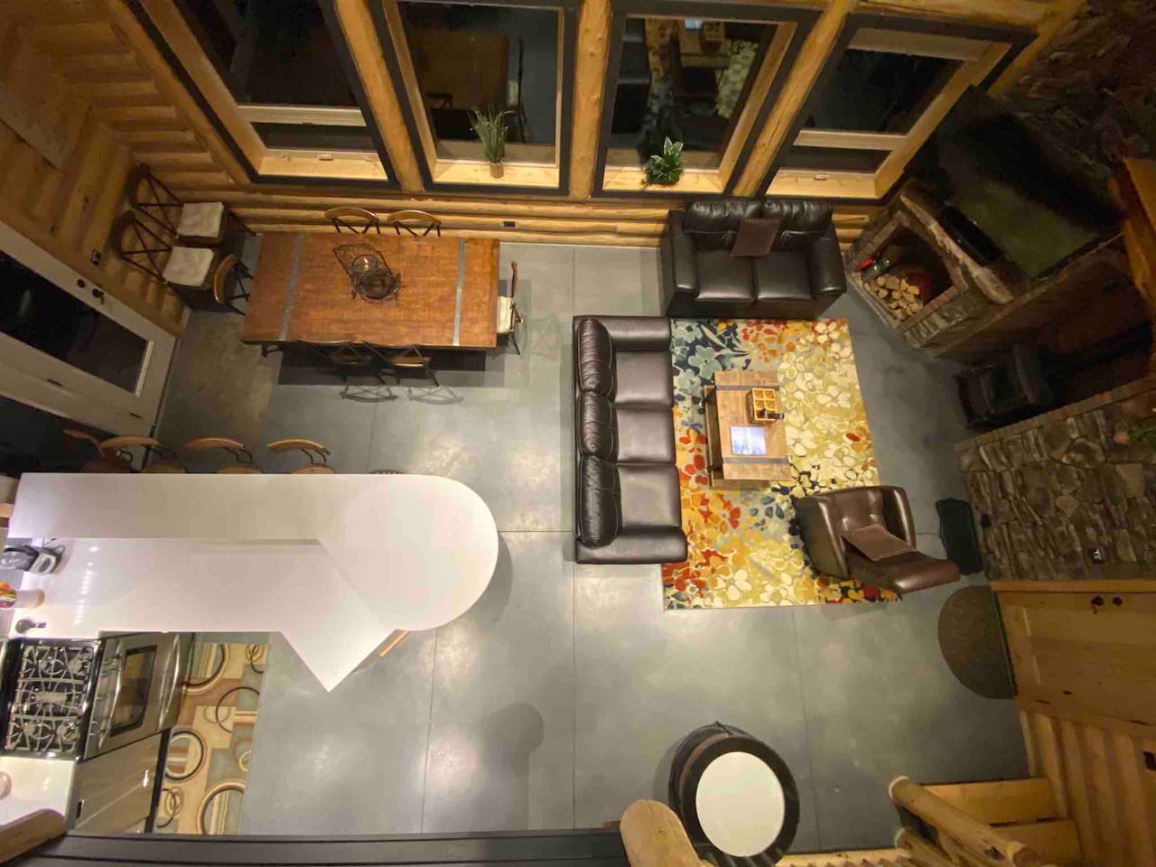 Living, dining and kitchen open concept 