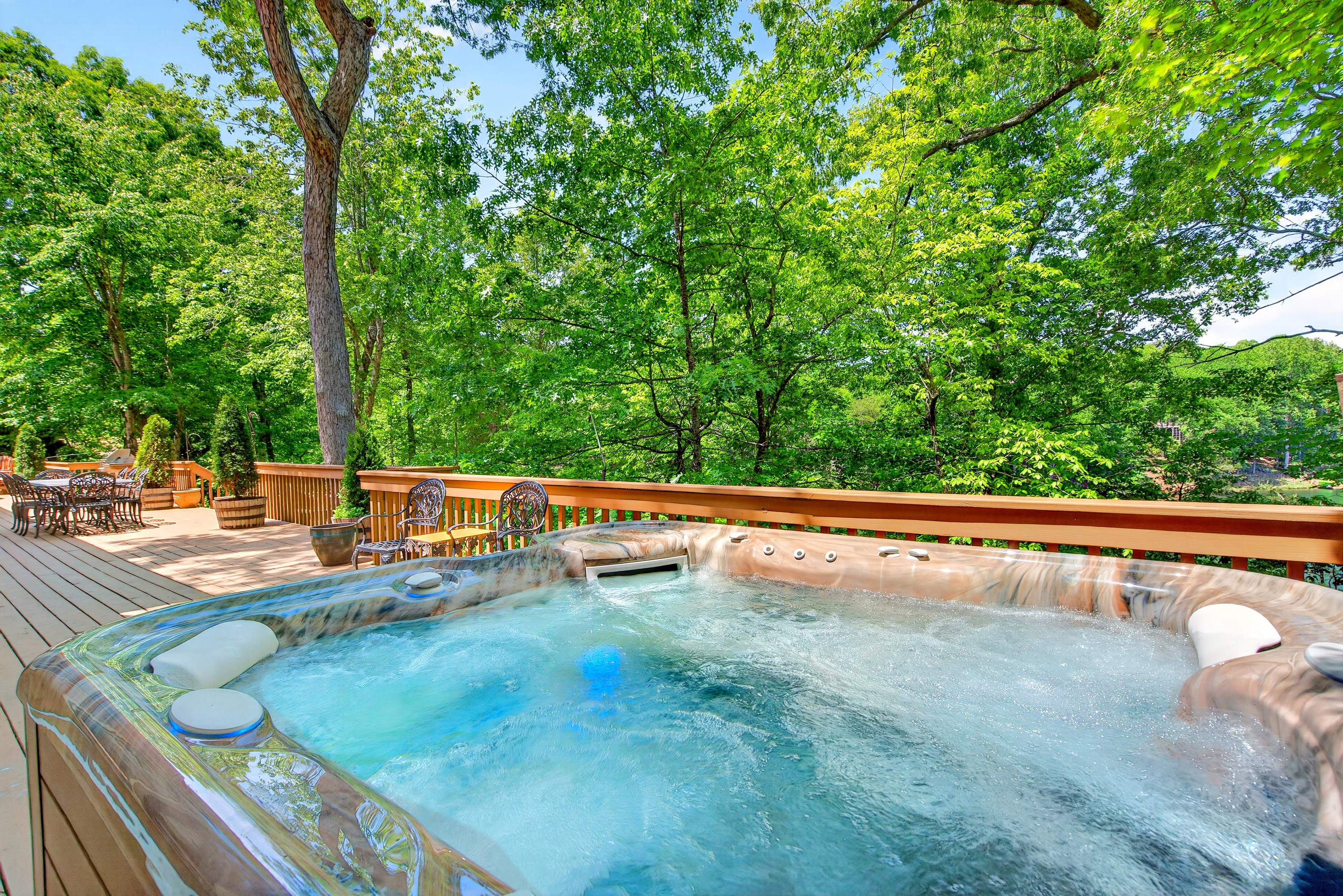 Relax your cares away in the hot tub