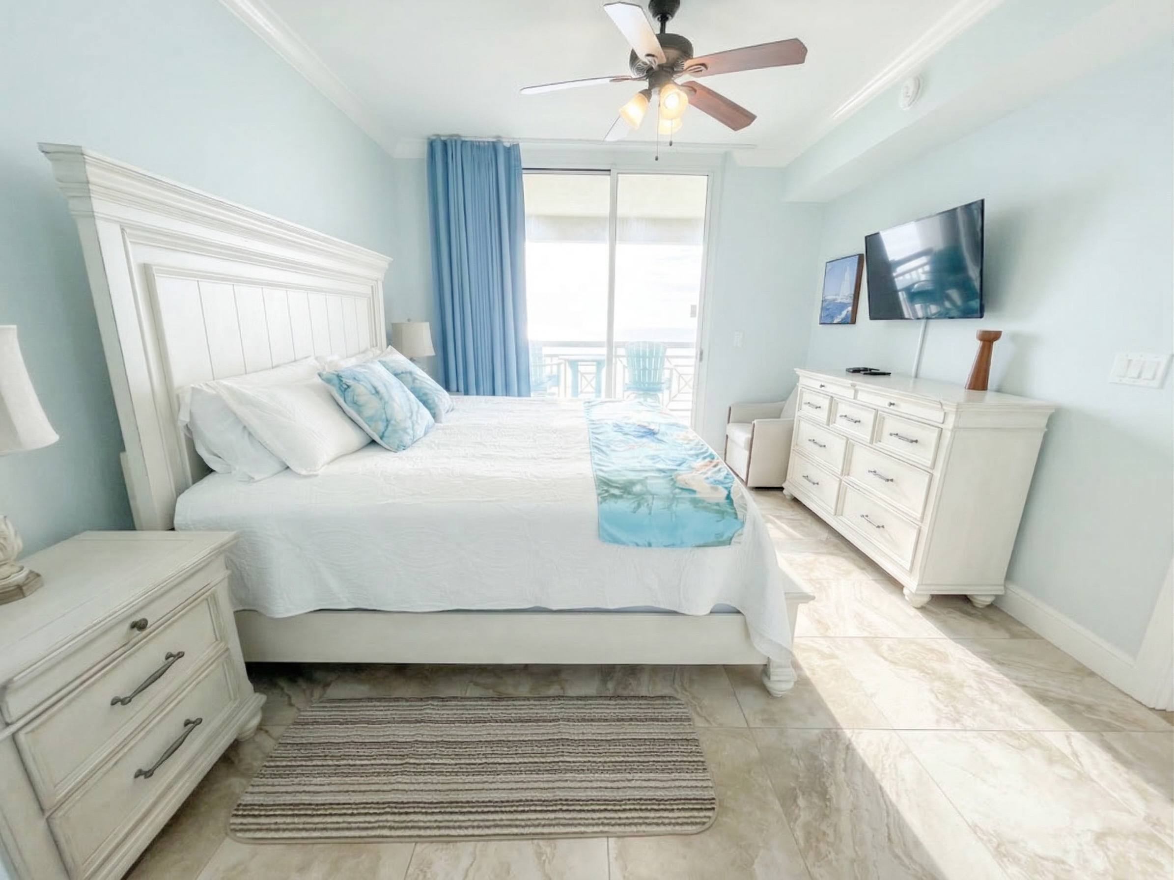 A bright, comfortable retreat with private bath access.