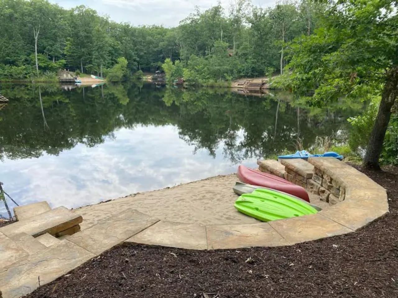 Private sand beach with included water gear