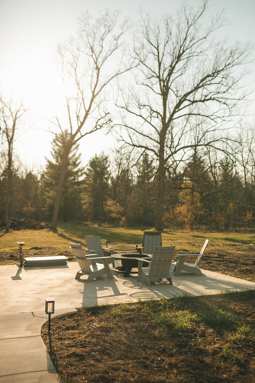 Firepit with Adirondack chairs