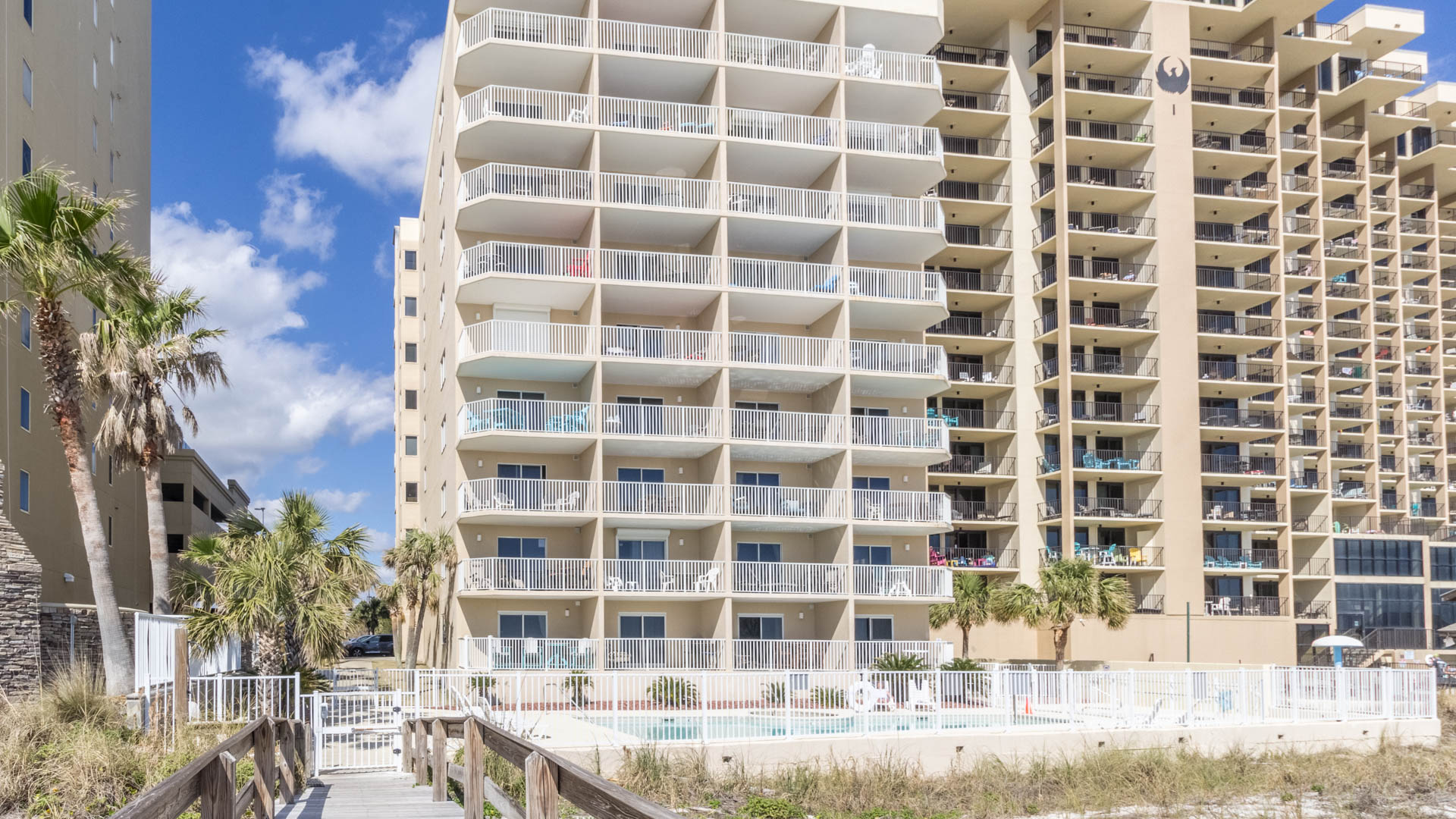 Nestled against the backdrop of the beach, this building captures the essence of coastal living.