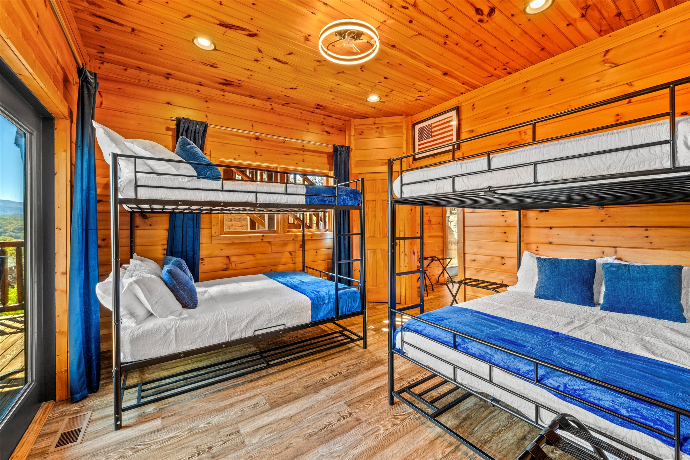 Bedroom 8 (downstairs) has two full over full bunk beds (fits up to 8 kids) 