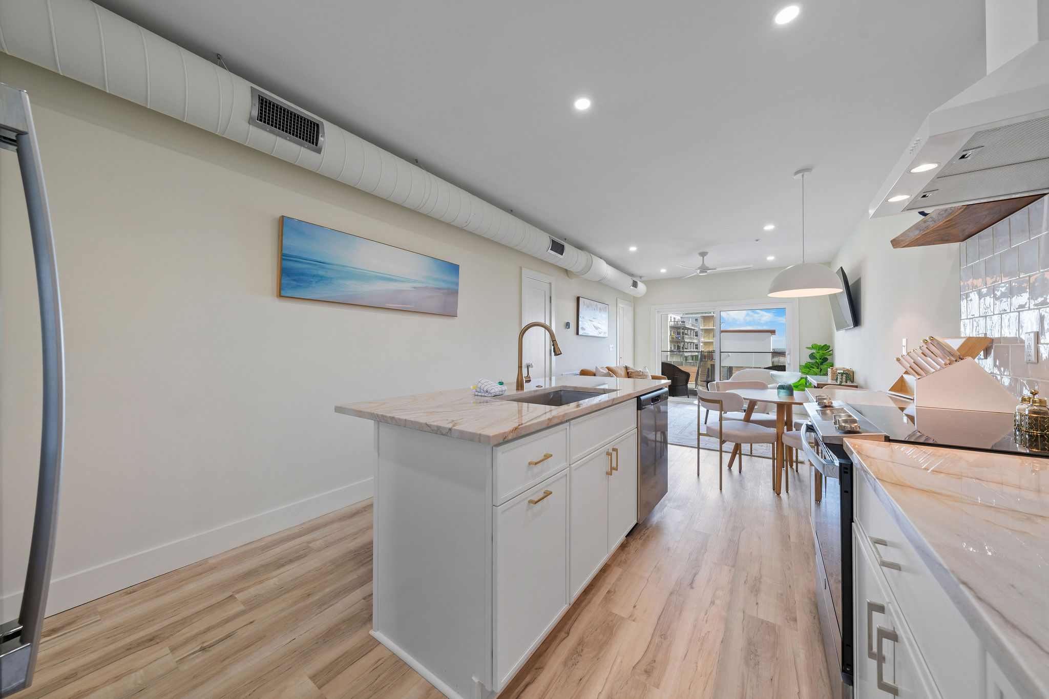 Open cooking and seating area