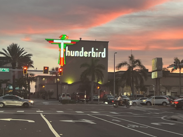 The iconic Thunderbird just down the street