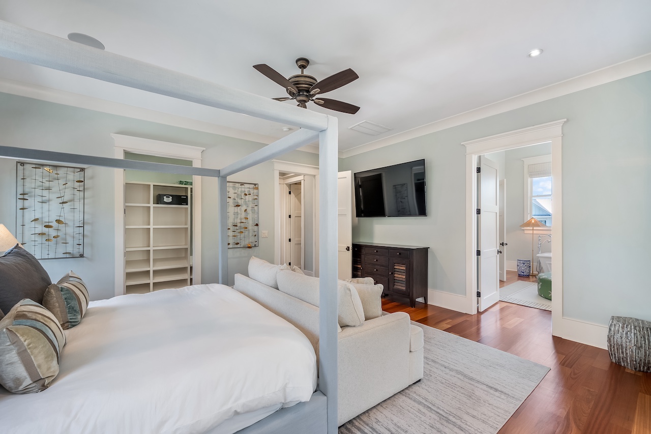 Bedroom 1: King Bed + Ensuite + TV Shore Thing | 4001 Palm Blvd | Isle of Palms, SC | IOP Escapes