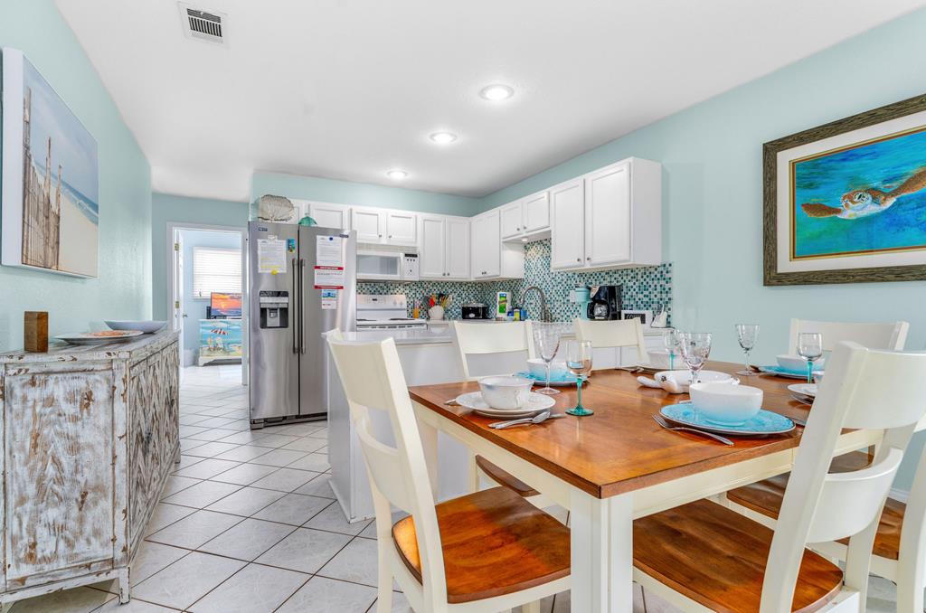 Dining area looking into kitchen