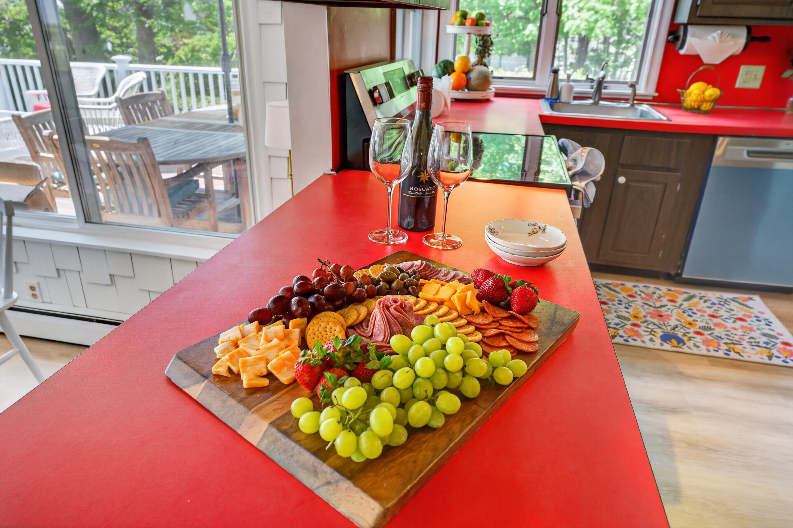 Spacious kitchen island perfect for casual meals, morning coffee, or gathering while cooking and entertaining.