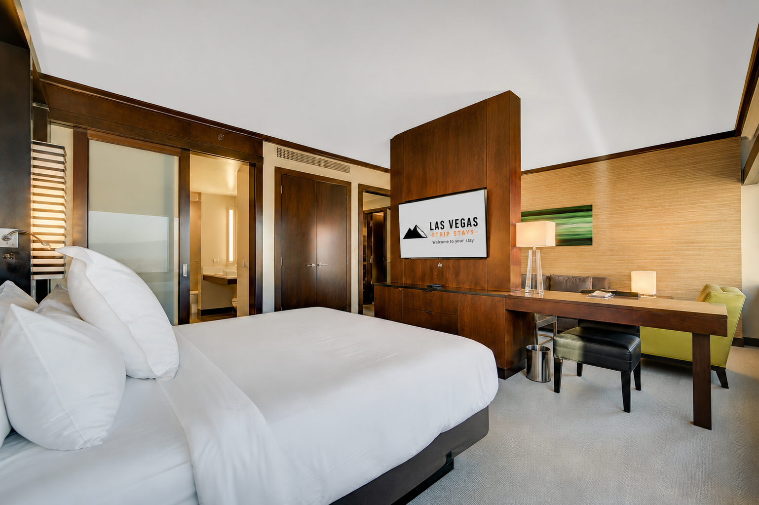 Sink into a plush king pillow-top mattress after a full day of Vegas fun 🛏️