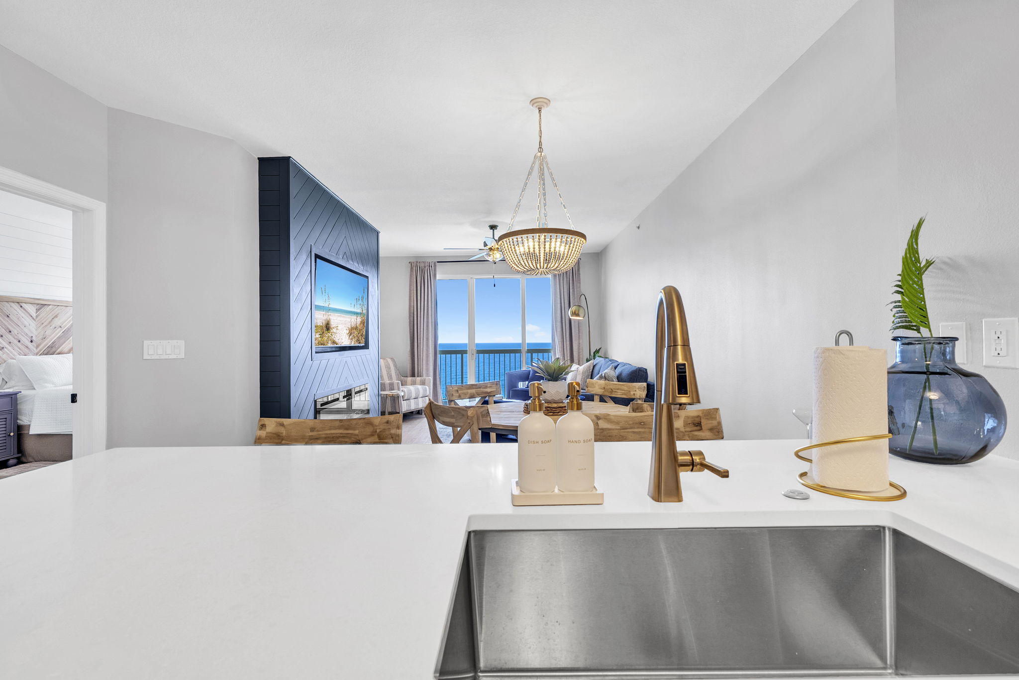 Enjoy stunning Gulf views right from the kitchen—so you never miss a moment of the ocean, even while cooking.