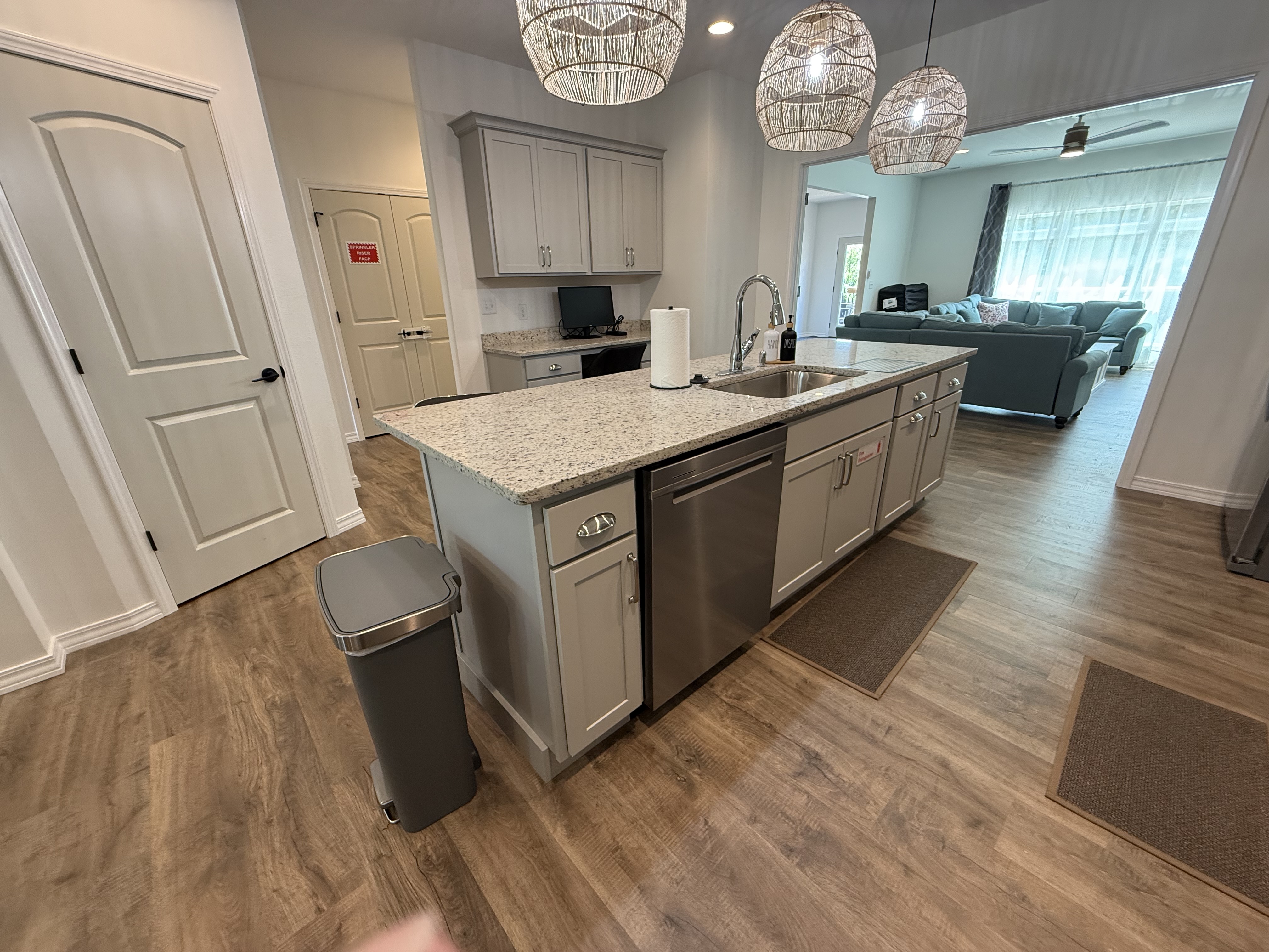 Sink and dishwasher in island make clean up easier