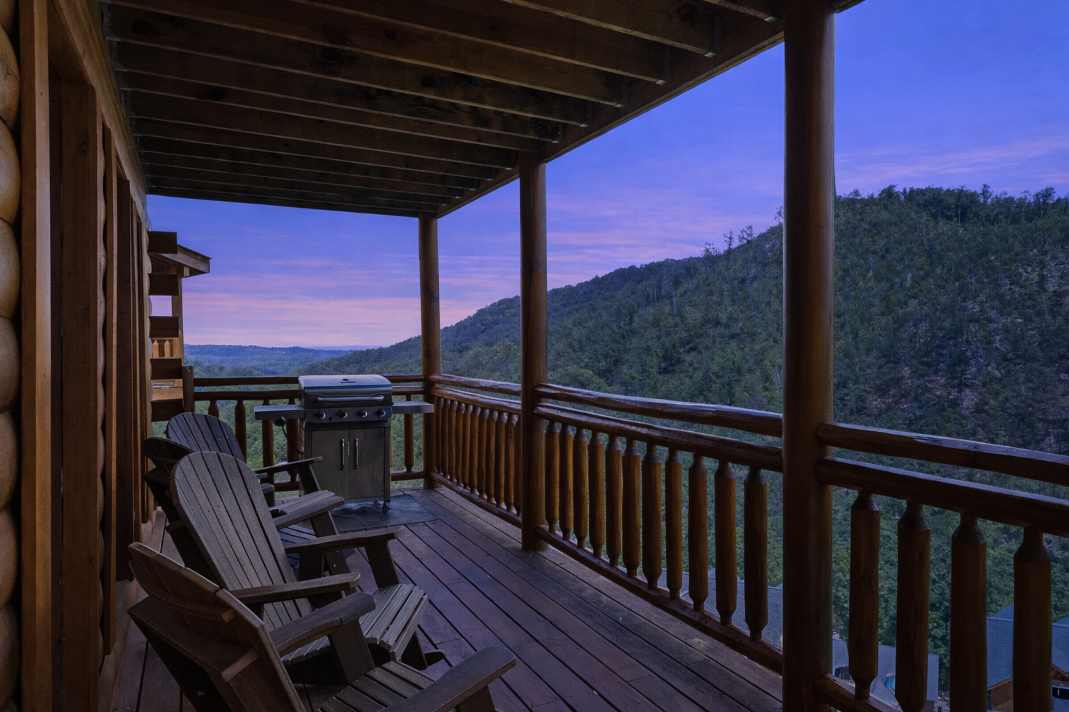 Enjoy easy evenings grilling on the deck while the Smoky Mountains steal the show.