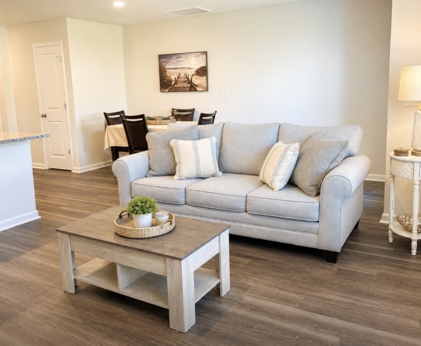 Bright, airy, and styled for comfort, the living area invites the whole group to gather and relax — room to spread out that you just won't find in a crowded hotel. ⭐