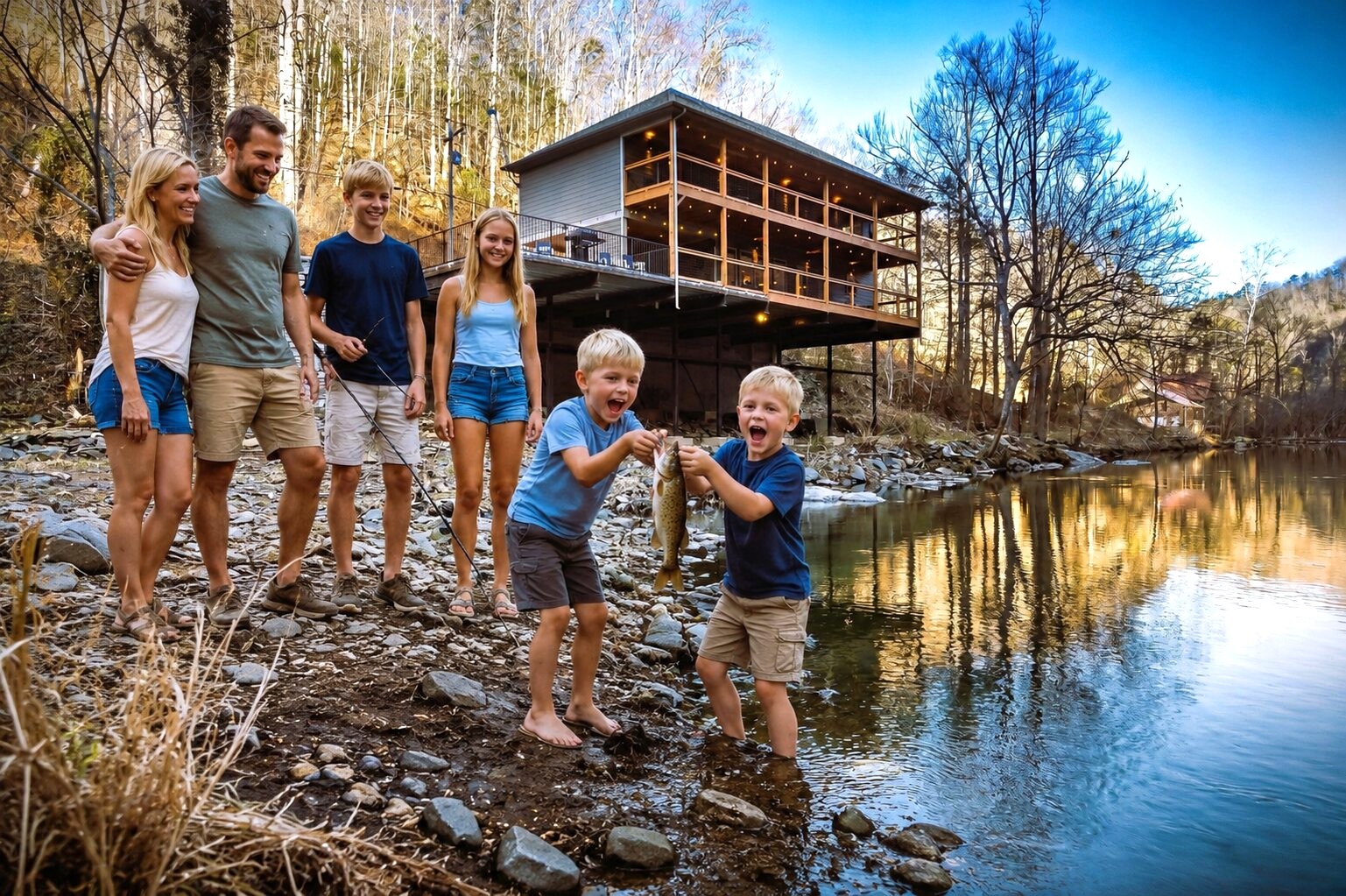 Our cabin might be THE ONLY Upscale WATERFRONT property perched right ABOVE the famous Little Pigeon River in Gatlinburg, TN - where the sound of the river stream is your daily soundtrack. Make this one-of-a-kind stay yours!