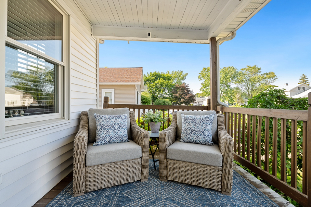 Table for 2 is ready on the front porch to enjoy Port Clinton 