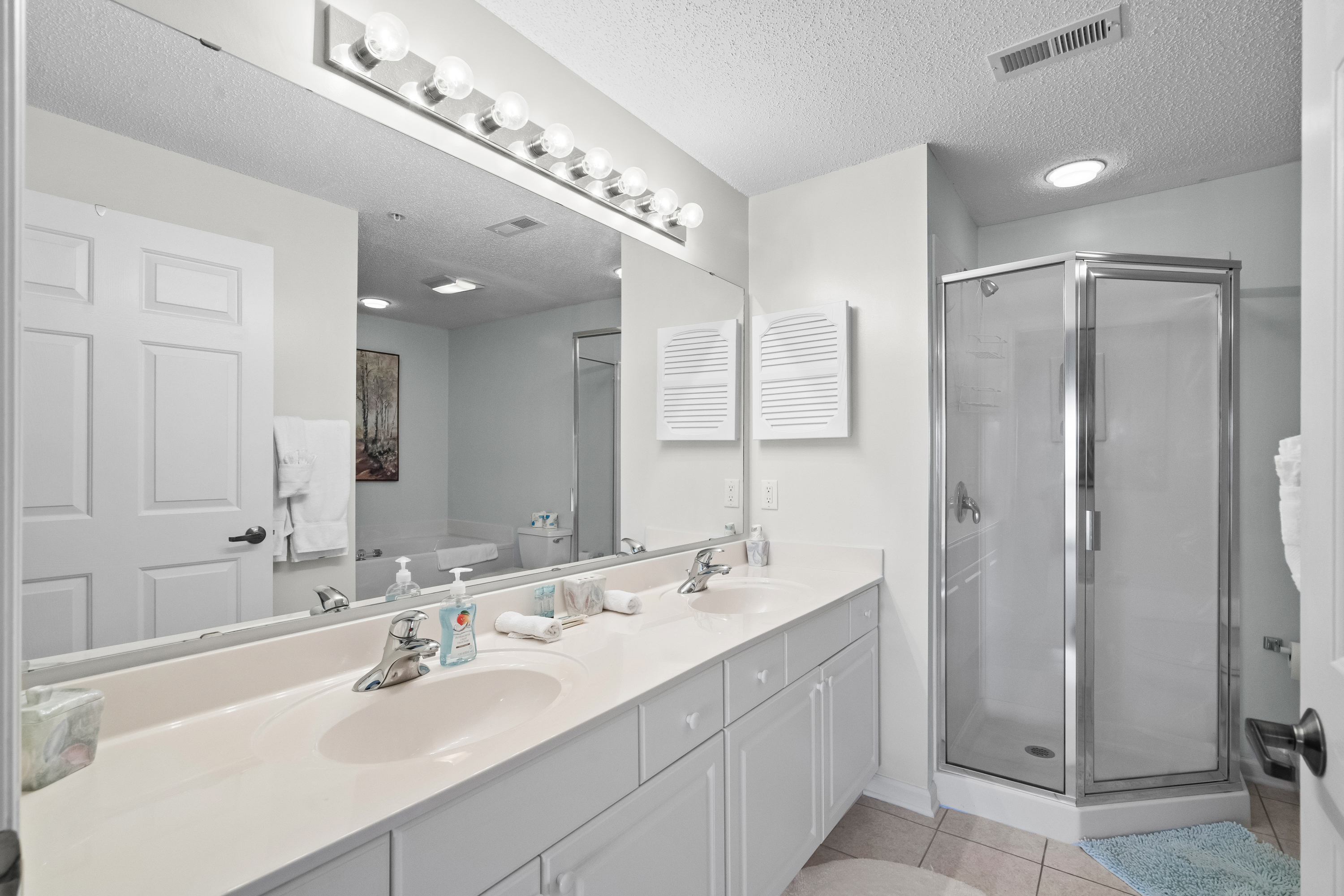 Separate Shower and large garden tub.