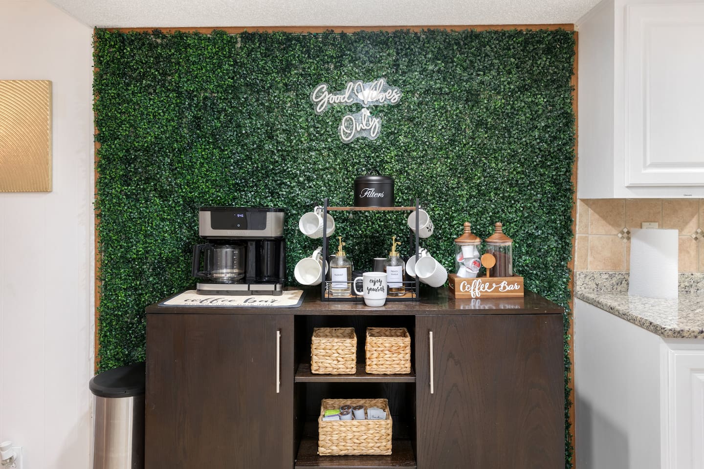 Start your day right with a fresh cup at the in-home coffee bar — designed with both comfort and convenience in mind.